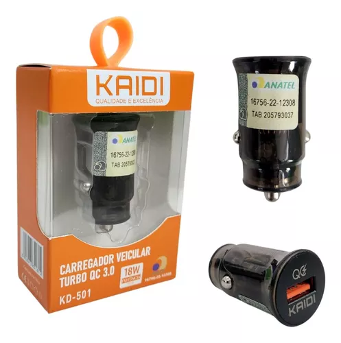 CARREGADOR VEICULAR TURBO 3.0 KD-501 KAIDI